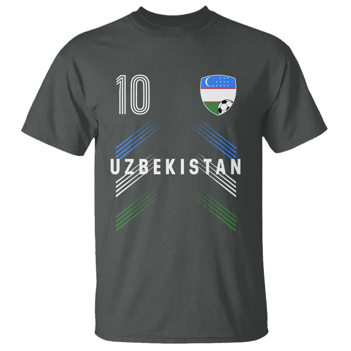 Uzbekistan Soccer Sports Graphic Number 10 Jersey Style T Shirt Proud Uzbek Football Fans Game Day Pride