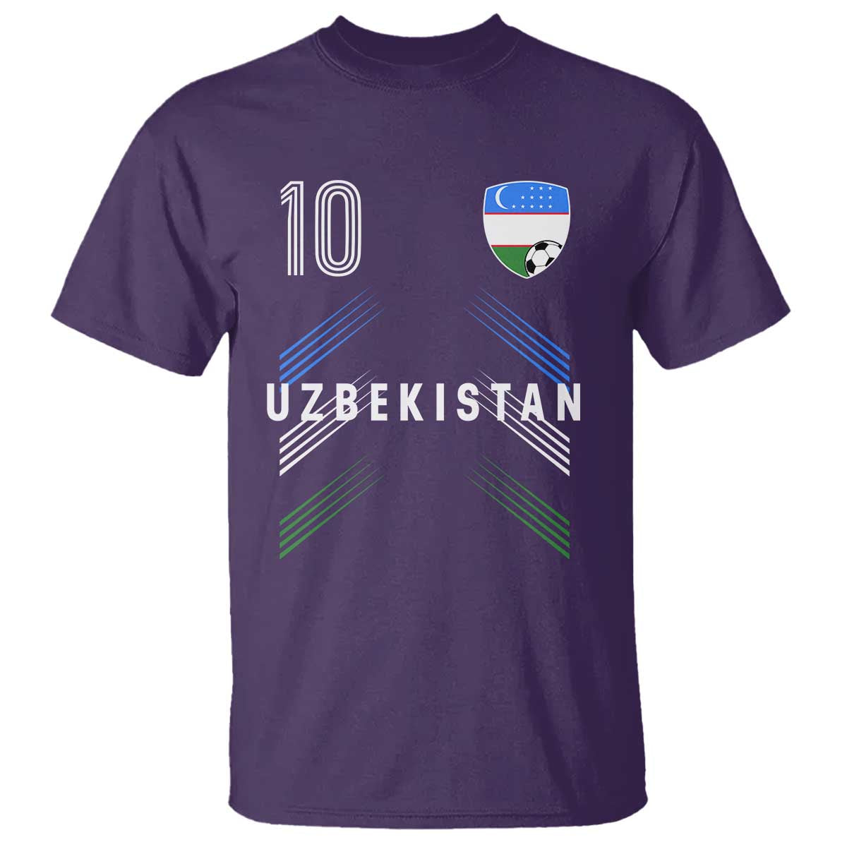 Uzbekistan Soccer Sports Graphic Number 10 Jersey Style T Shirt Proud Uzbek Football Fans Game Day Pride