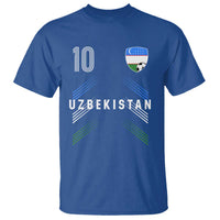 Uzbekistan Soccer Sports Graphic Number 10 Jersey Style T Shirt Proud Uzbek Football Fans Game Day Pride