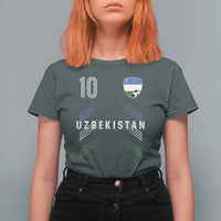 Uzbekistan Soccer Sports Graphic Number 10 Jersey Style T Shirt For Women Proud Uzbek Football Fans Game Day Pride