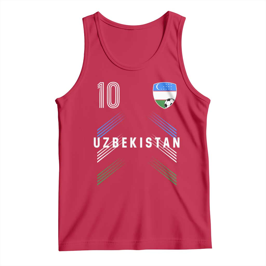 Uzbekistan Soccer Sports Graphic Number 10 Jersey Style Tank Top Proud Uzbek Football Fans Game Day Pride