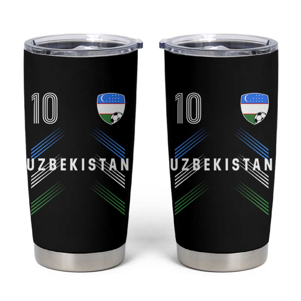 Uzbekistan Soccer Sports Graphic Number 10 Jersey Style Tumbler Cup Proud Uzbek Football Fans Game Day Pride