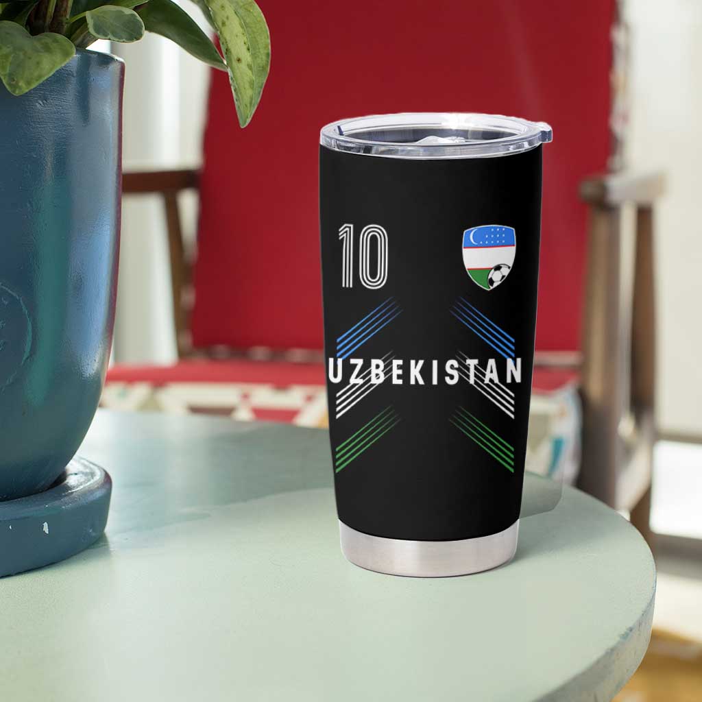 Uzbekistan Soccer Sports Graphic Number 10 Jersey Style Tumbler Cup Proud Uzbek Football Fans Game Day Pride