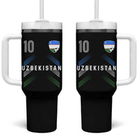 Uzbekistan Soccer Sports Graphic Number 10 Jersey Style Tumbler With Handle Proud Uzbek Football Fans Game Day Pride