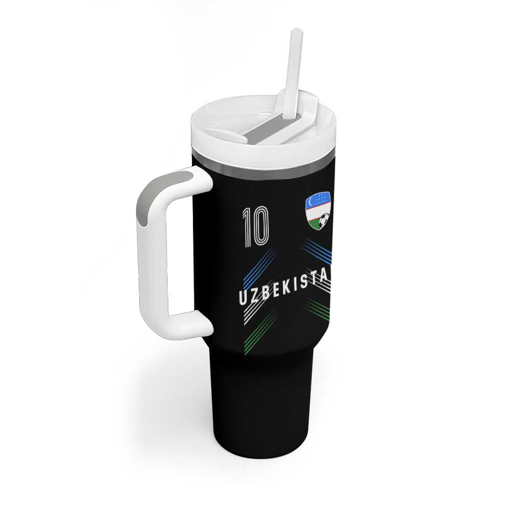 Uzbekistan Soccer Sports Graphic Number 10 Jersey Style Tumbler With Handle Proud Uzbek Football Fans Game Day Pride