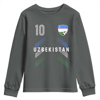 Uzbekistan Soccer Sports Graphic Number 10 Jersey Style Youth Sweatshirt Proud Uzbek Football Fans Game Day Pride