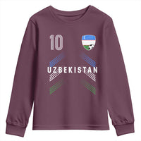 Uzbekistan Soccer Sports Graphic Number 10 Jersey Style Youth Sweatshirt Proud Uzbek Football Fans Game Day Pride