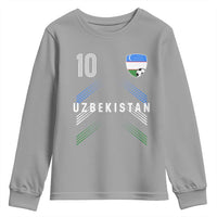Uzbekistan Soccer Sports Graphic Number 10 Jersey Style Youth Sweatshirt Proud Uzbek Football Fans Game Day Pride