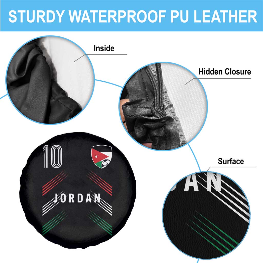 Jordan Soccer Sports Graphic Number 10 Jersey Style Spare Tire Cover Proud Jordanian Football Fans Game Day Pride