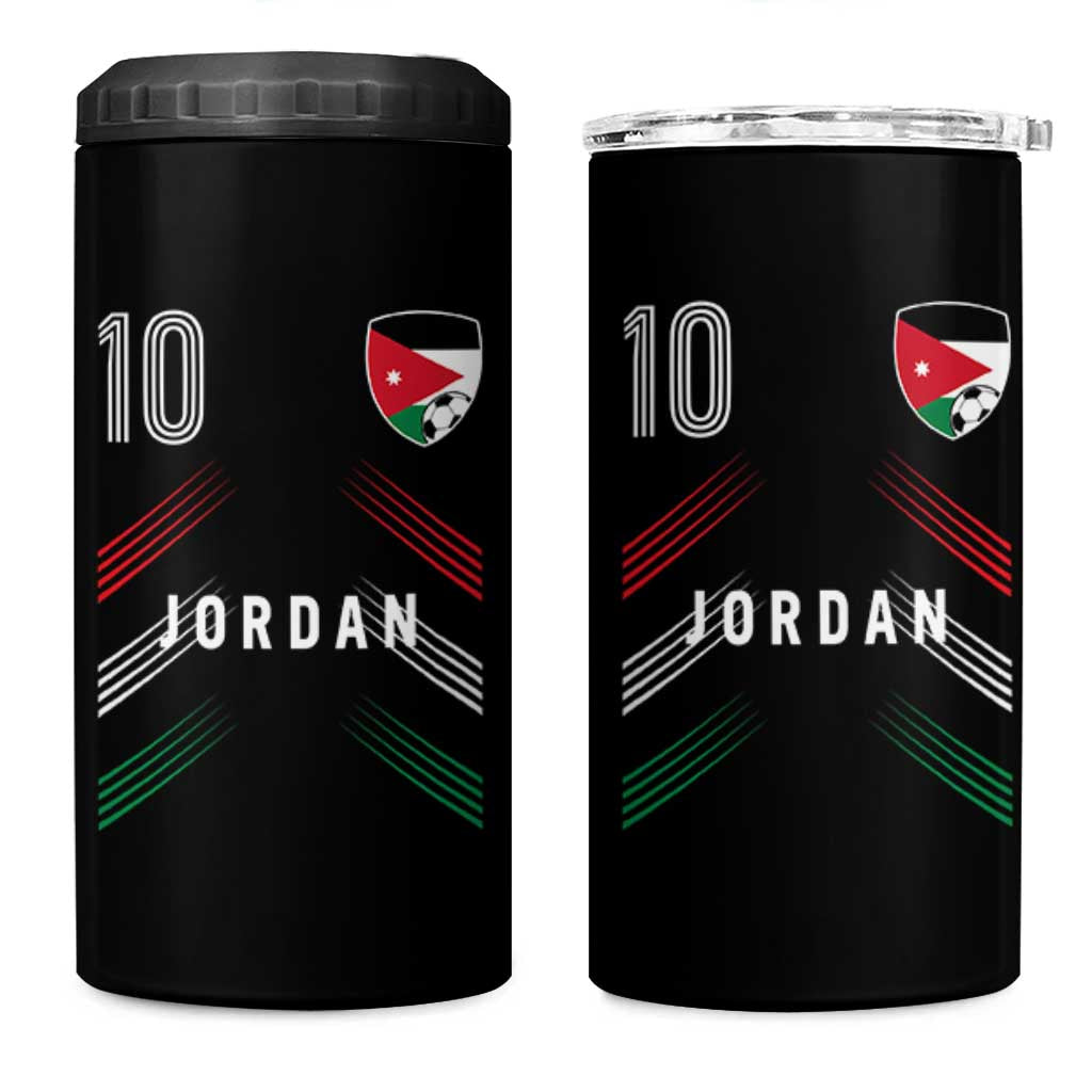 Jordan Soccer Sports Graphic Number 10 Jersey Style 4 in 1 Can Cooler Tumbler Proud Jordanian Football Fans Game Day Pride