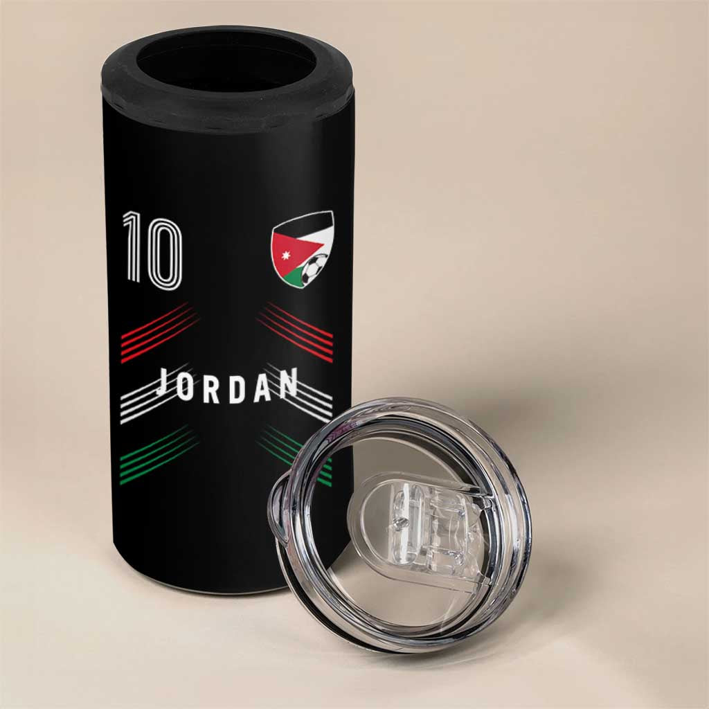 Jordan Soccer Sports Graphic Number 10 Jersey Style 4 in 1 Can Cooler Tumbler Proud Jordanian Football Fans Game Day Pride