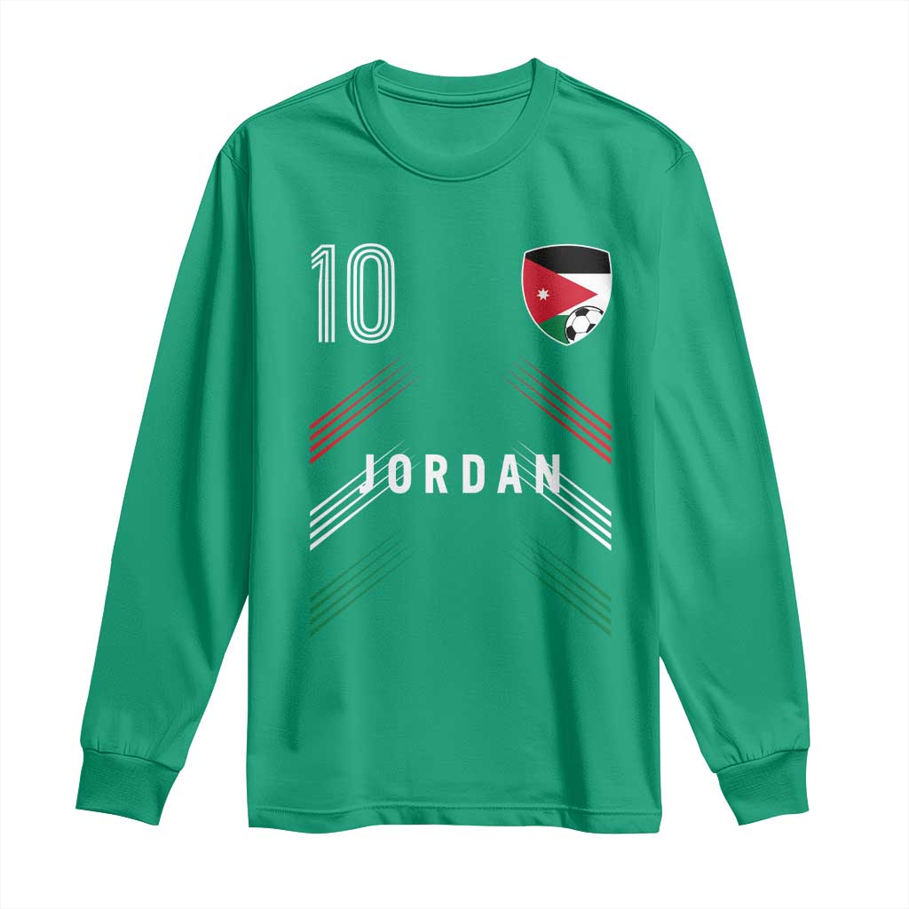 Jordan Soccer Sports Graphic Number 10 Jersey Style Long Sleeve Shirt Proud Jordanian Football Fans Game Day Pride