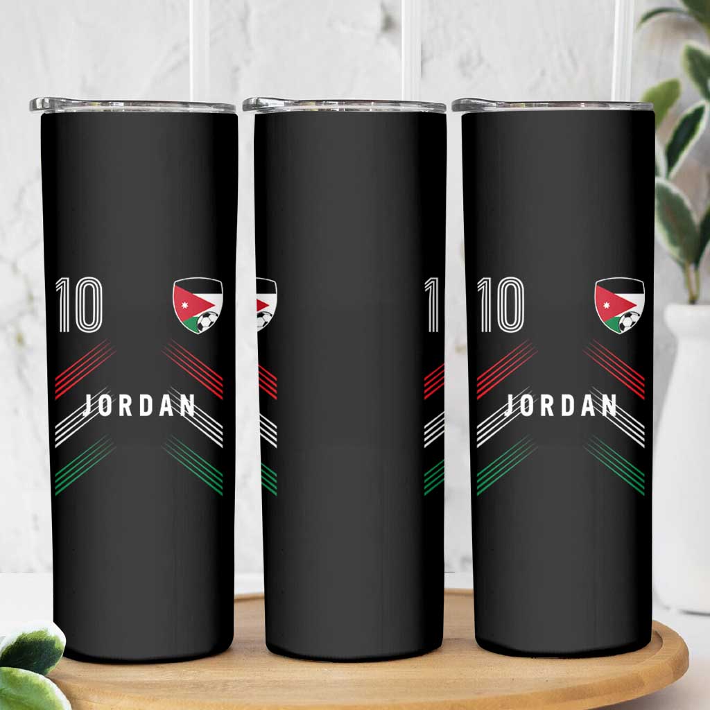 Jordan Soccer Sports Graphic Number 10 Jersey Style Skinny Tumbler Proud Jordanian Football Fans Game Day Pride