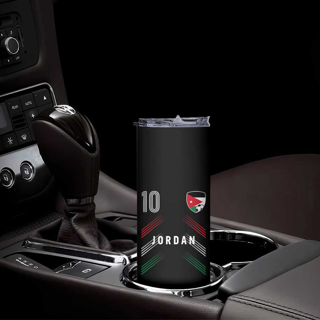 Jordan Soccer Sports Graphic Number 10 Jersey Style Skinny Tumbler Proud Jordanian Football Fans Game Day Pride