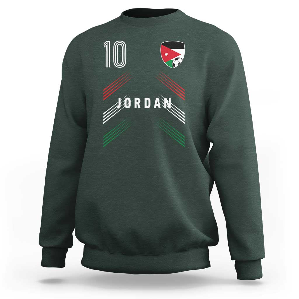 Jordan Soccer Sports Graphic Number 10 Jersey Style Sweatshirt Proud Jordanian Football Fans Game Day Pride