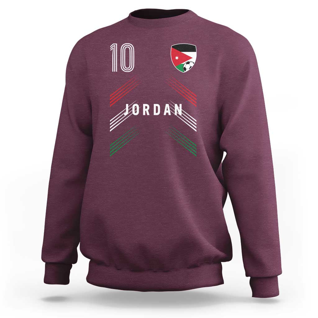 Jordan Soccer Sports Graphic Number 10 Jersey Style Sweatshirt Proud Jordanian Football Fans Game Day Pride
