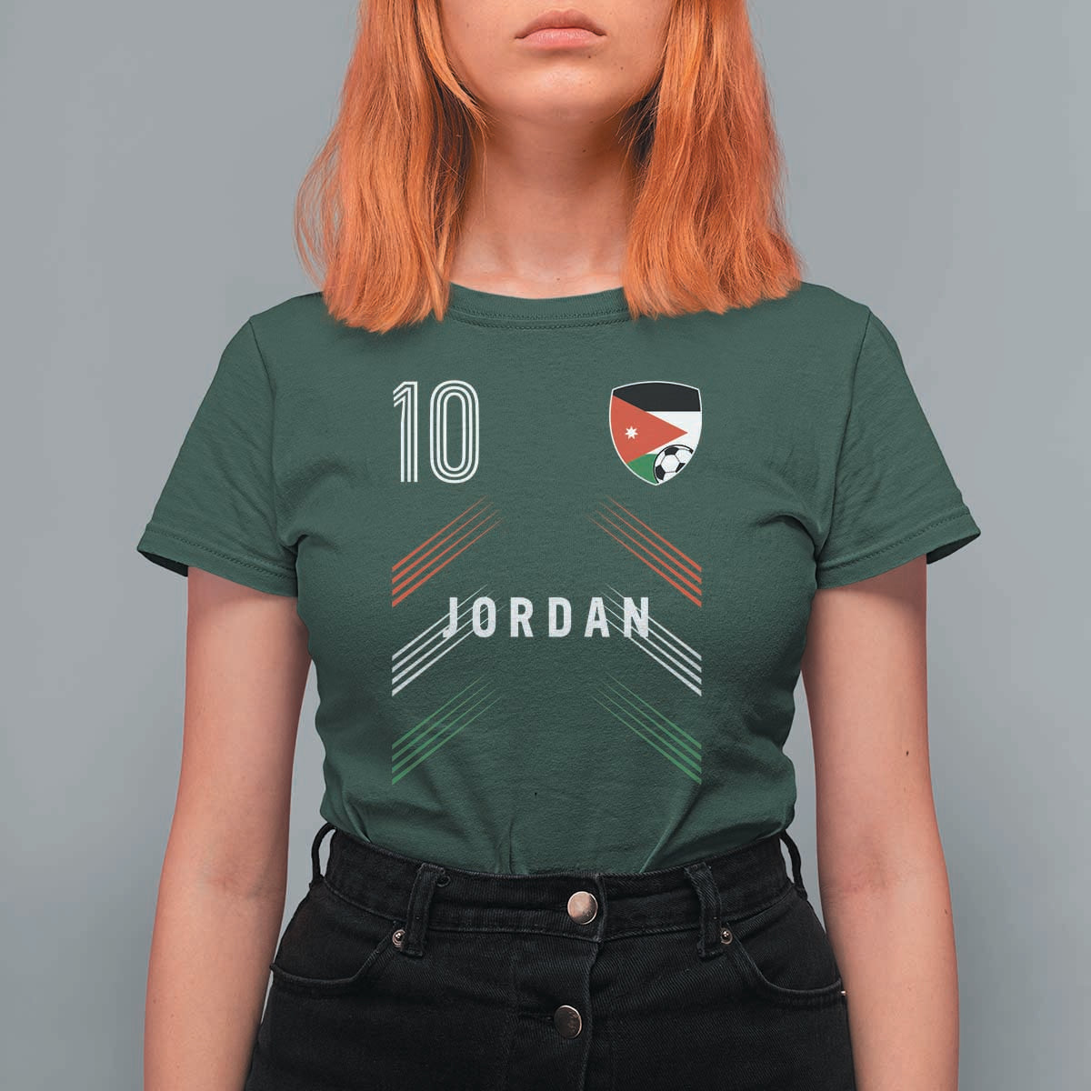 Jordan Soccer Sports Graphic Number 10 Jersey Style T Shirt For Women Proud Jordanian Football Fans Game Day Pride