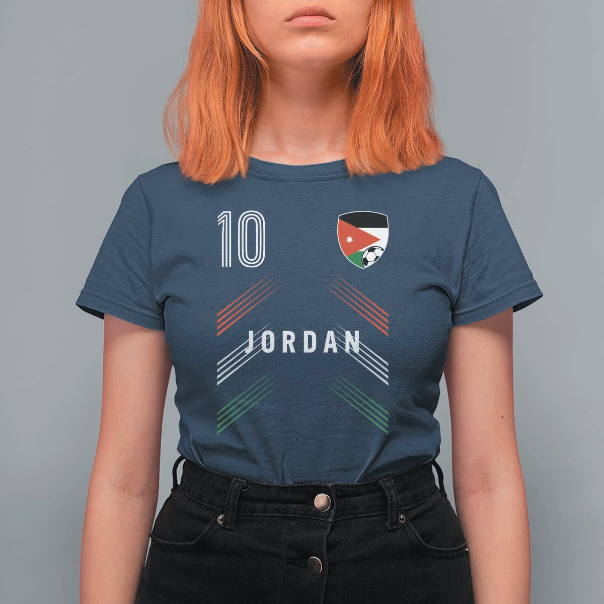 Jordan Soccer Sports Graphic Number 10 Jersey Style T Shirt For Women Proud Jordanian Football Fans Game Day Pride