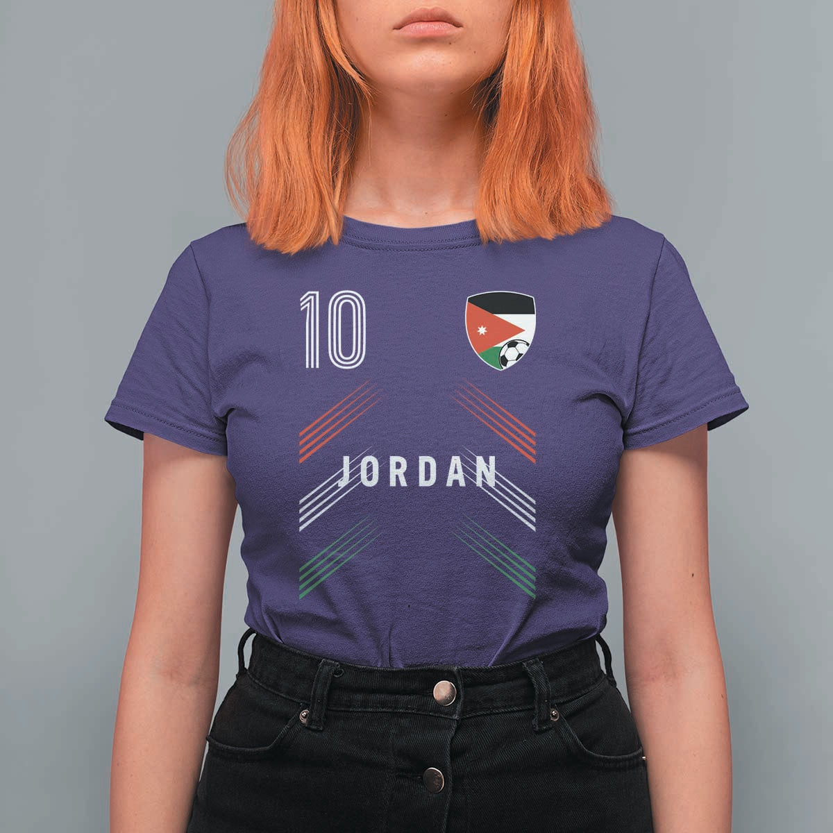 Jordan Soccer Sports Graphic Number 10 Jersey Style T Shirt For Women Proud Jordanian Football Fans Game Day Pride