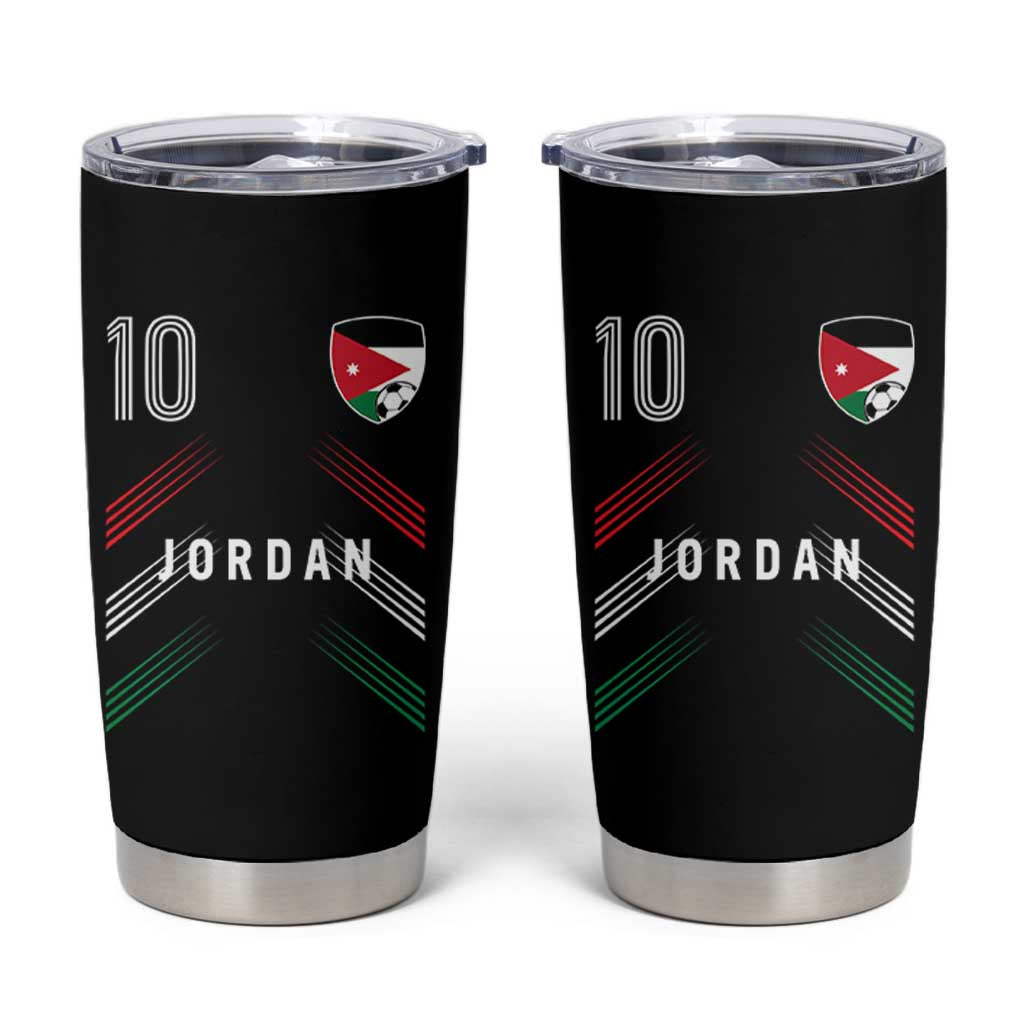 Jordan Soccer Sports Graphic Number 10 Jersey Style Tumbler Cup Proud Jordanian Football Fans Game Day Pride