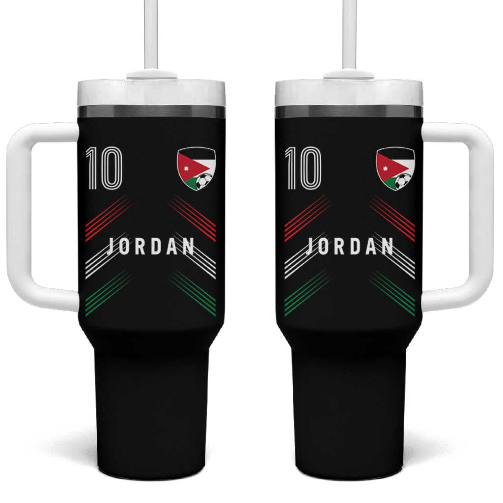 Jordan Soccer Sports Graphic Number 10 Jersey Style Tumbler With Handle Proud Jordanian Football Fans Game Day Pride