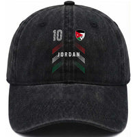 Jordan Soccer Sports Graphic Number 10 Jersey Style Washed Cotton Baseball Cap Proud Jordanian Football Fans Game Day Pride