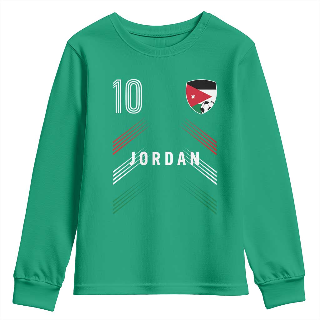 Jordan Soccer Sports Graphic Number 10 Jersey Style Youth Sweatshirt Proud Jordanian Football Fans Game Day Pride