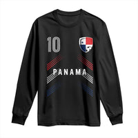 Panama Soccer Sports Graphic Number 10 Jersey Style Long Sleeve Shirt Proud Panamanian Football Fans Game Day Pride