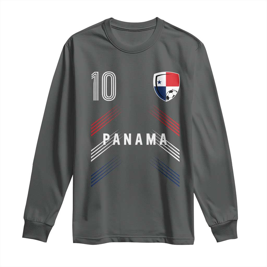 Panama Soccer Sports Graphic Number 10 Jersey Style Long Sleeve Shirt Proud Panamanian Football Fans Game Day Pride