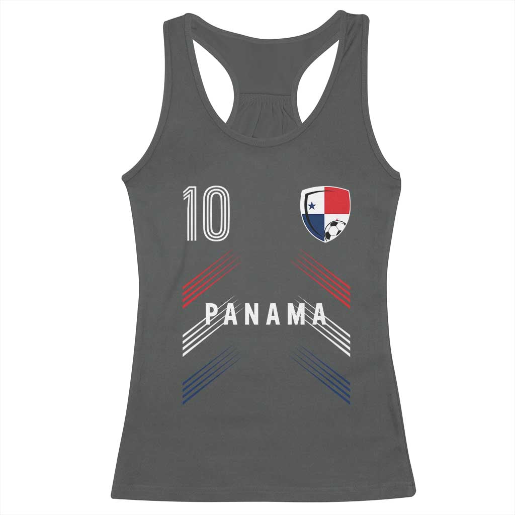 Panama Soccer Sports Graphic Number 10 Jersey Style Racerback Tank Top Proud Panamanian Football Fans Game Day Pride