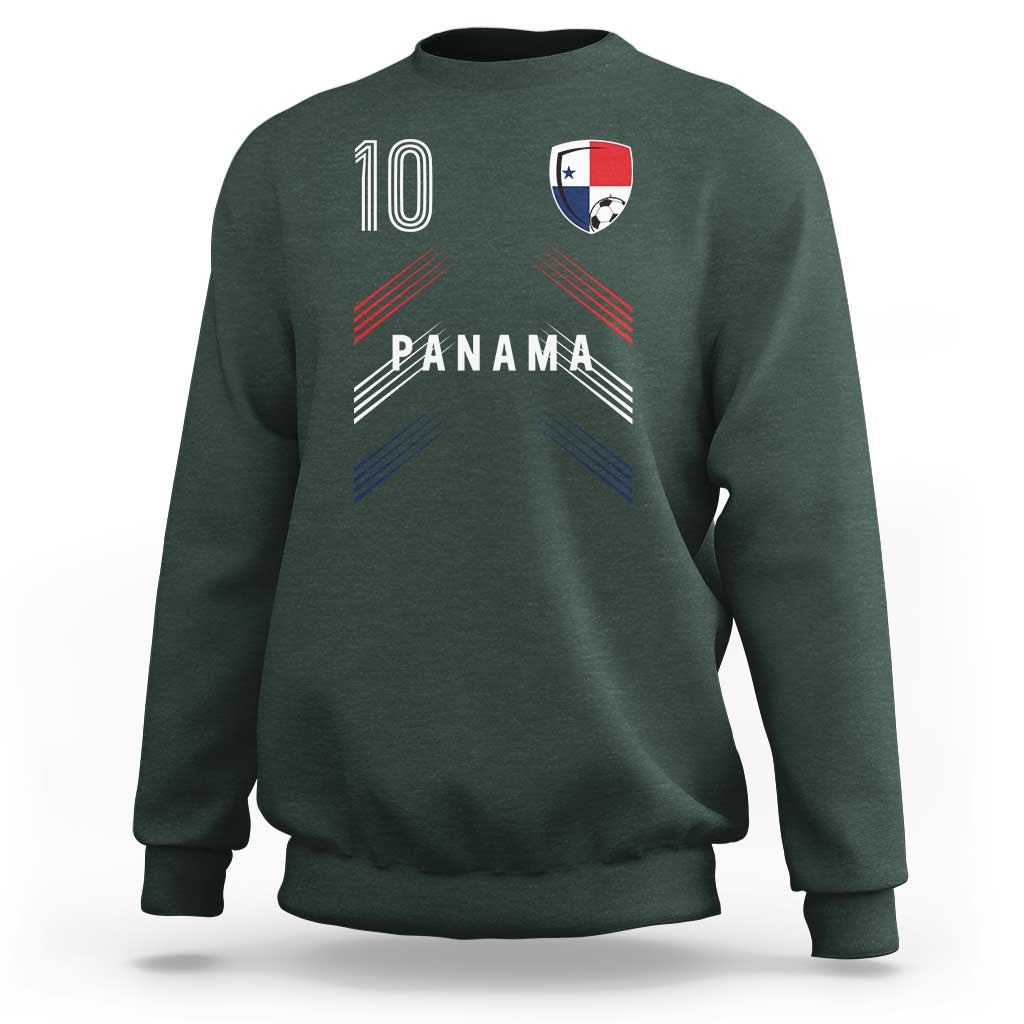 Panama Soccer Sports Graphic Number 10 Jersey Style Sweatshirt Proud Panamanian Football Fans Game Day Pride