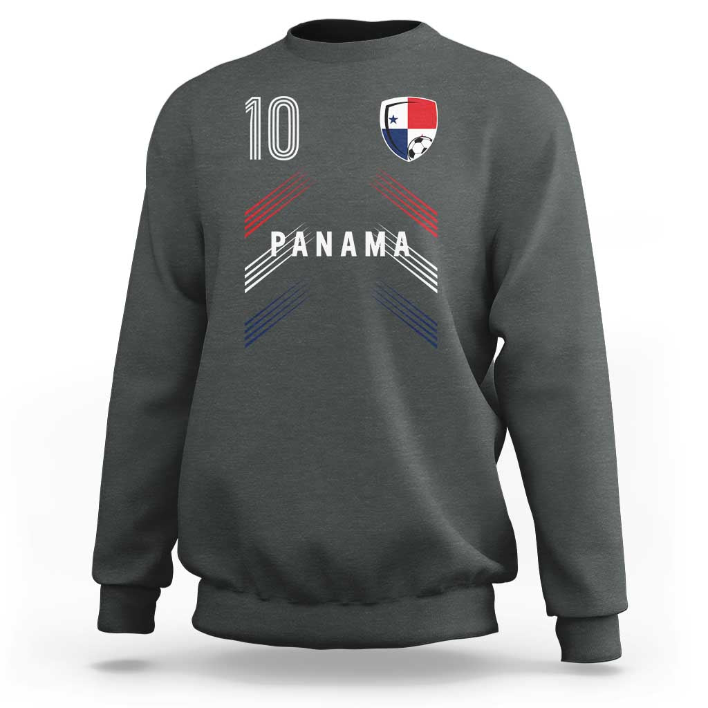 Panama Soccer Sports Graphic Number 10 Jersey Style Sweatshirt Proud Panamanian Football Fans Game Day Pride
