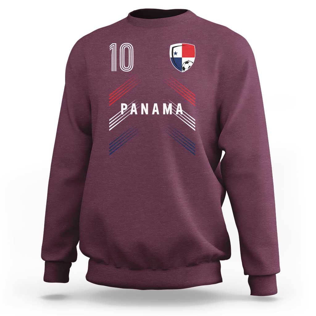Panama Soccer Sports Graphic Number 10 Jersey Style Sweatshirt Proud Panamanian Football Fans Game Day Pride
