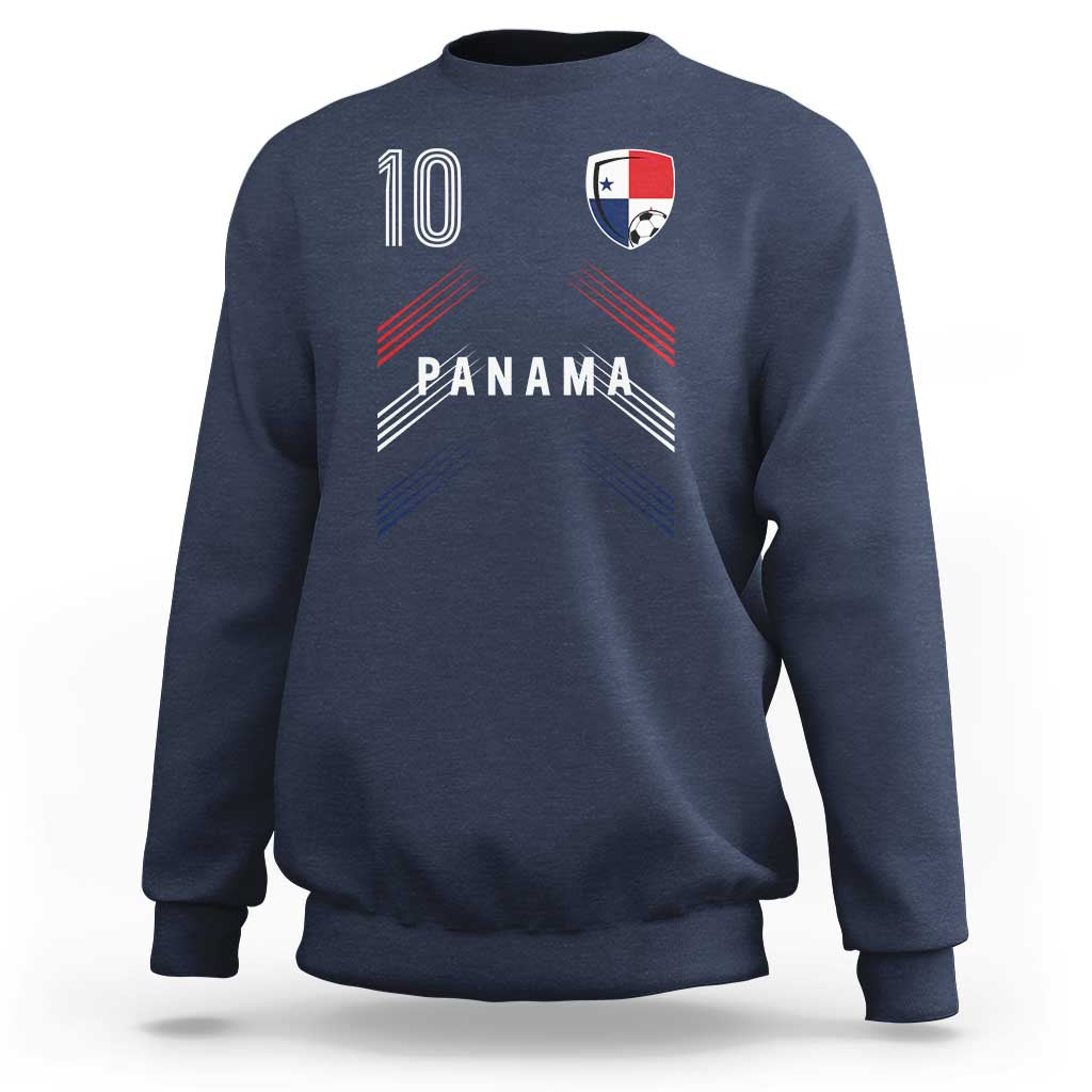 Panama Soccer Sports Graphic Number 10 Jersey Style Sweatshirt Proud Panamanian Football Fans Game Day Pride