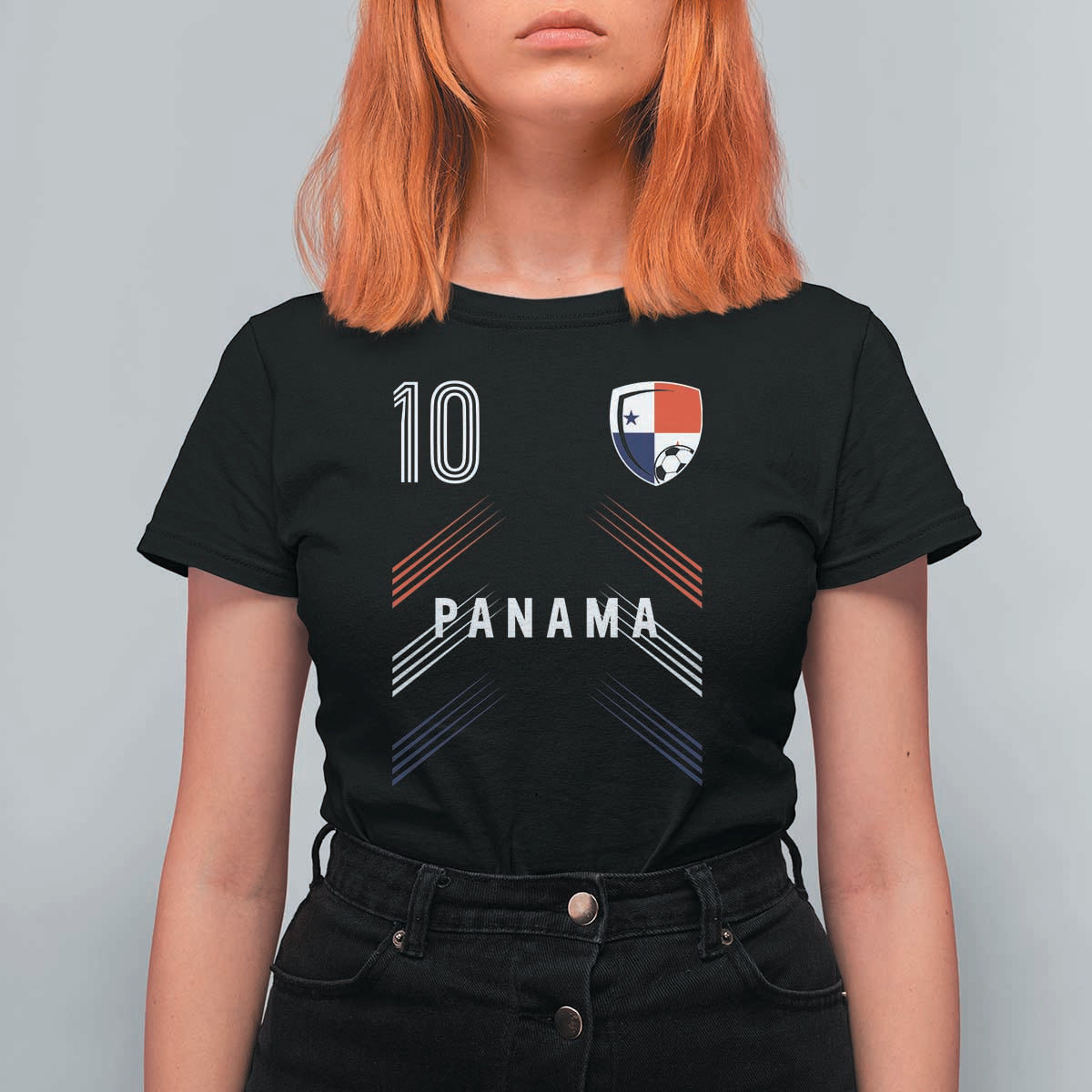 Panama Soccer Sports Graphic Number 10 Jersey Style T Shirt For Women Proud Panamanian Football Fans Game Day Pride