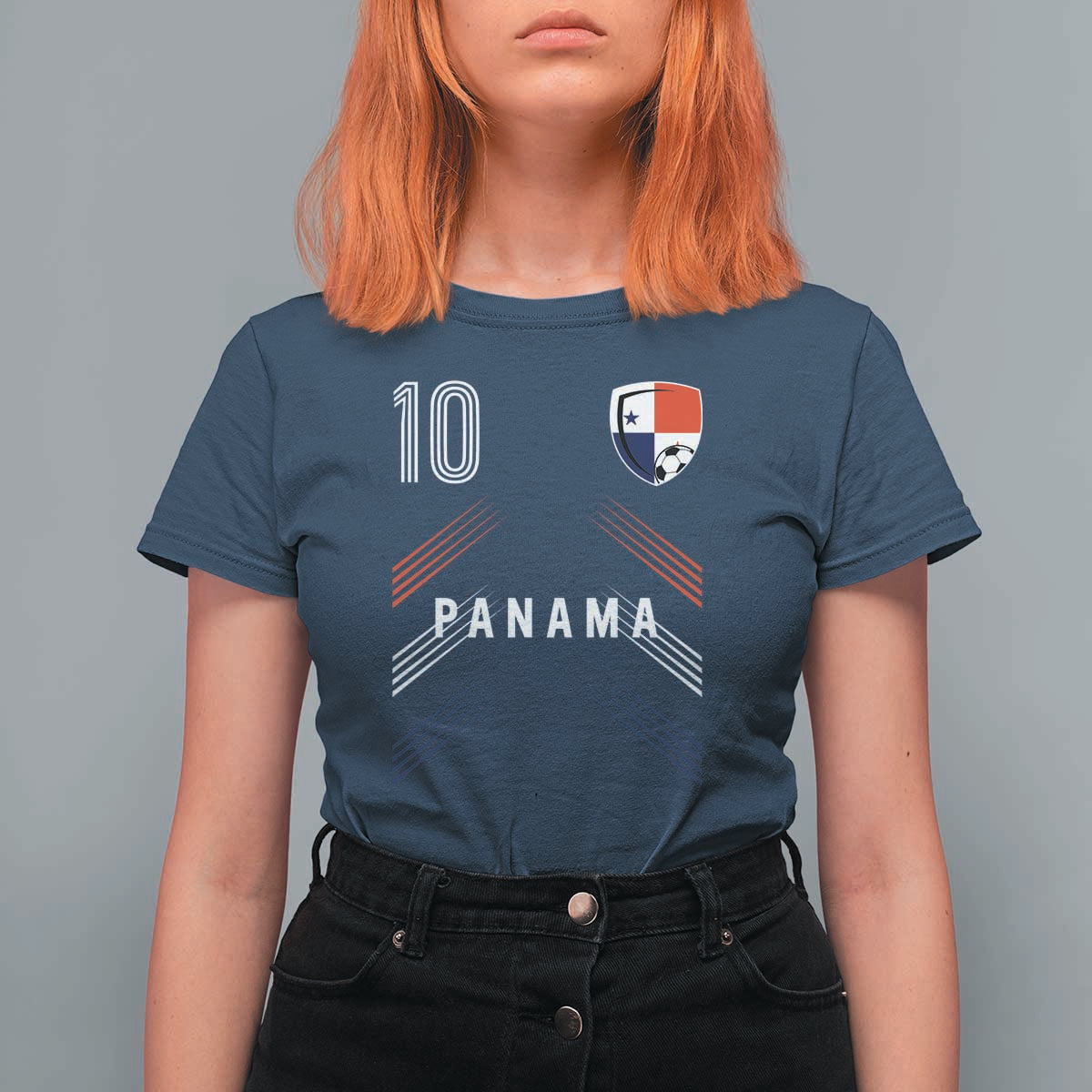 Panama Soccer Sports Graphic Number 10 Jersey Style T Shirt For Women Proud Panamanian Football Fans Game Day Pride