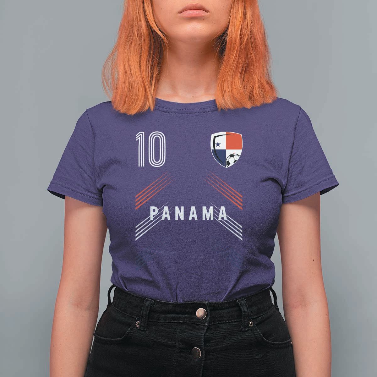Panama Soccer Sports Graphic Number 10 Jersey Style T Shirt For Women Proud Panamanian Football Fans Game Day Pride