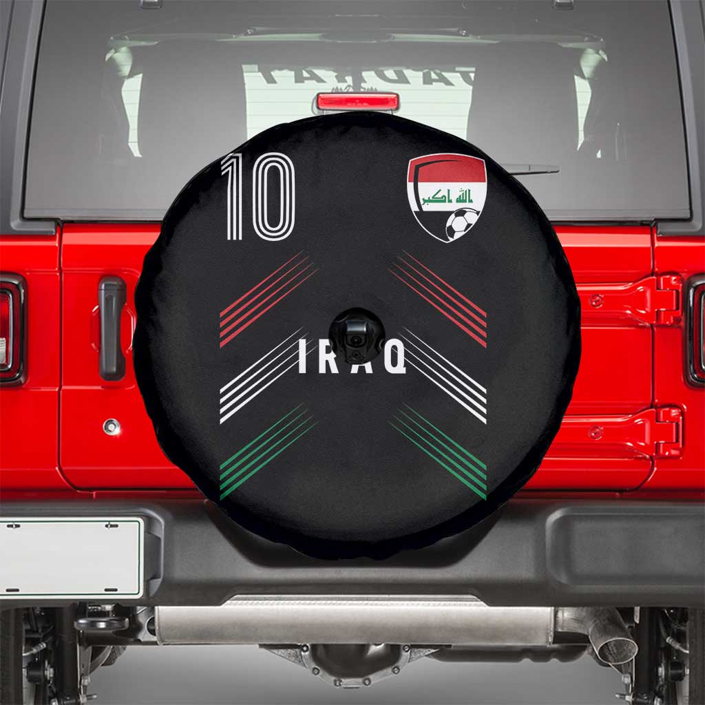 Iraq Soccer Sports Graphic Number 10 Jersey Style Spare Tire Cover Proud Iraqi Football Fans Game Day Pride