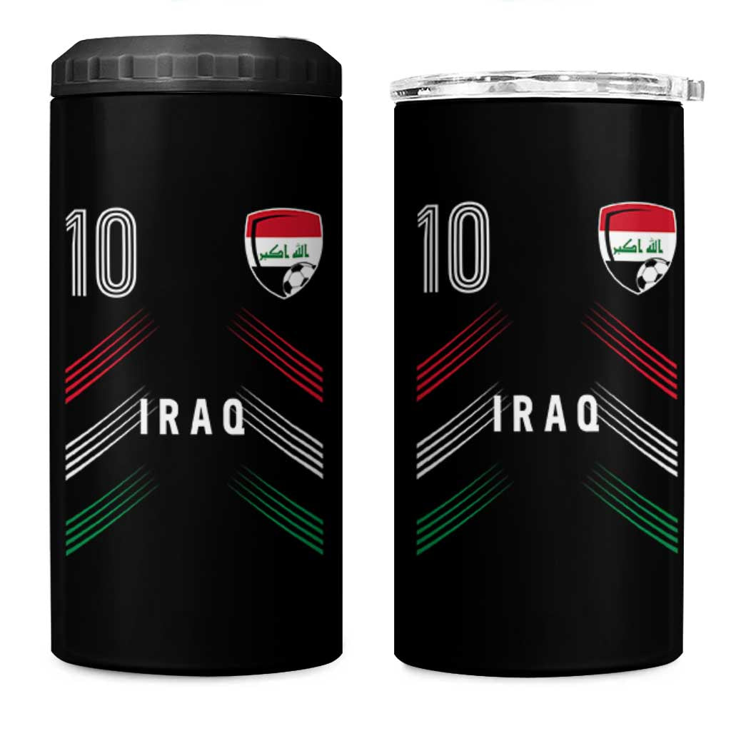 Iraq Soccer Sports Graphic Number 10 Jersey Style 4 in 1 Can Cooler Tumbler Proud Iraqi Football Fans Game Day Pride
