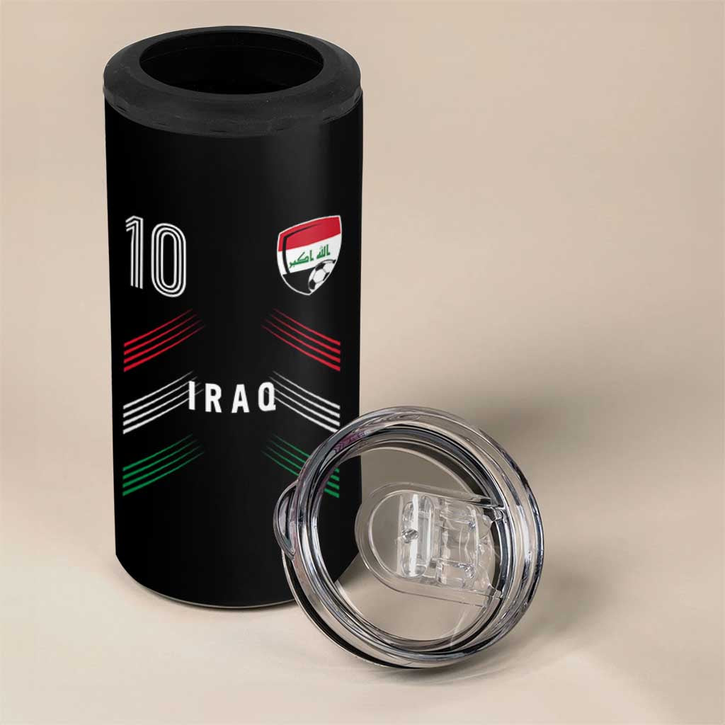 Iraq Soccer Sports Graphic Number 10 Jersey Style 4 in 1 Can Cooler Tumbler Proud Iraqi Football Fans Game Day Pride