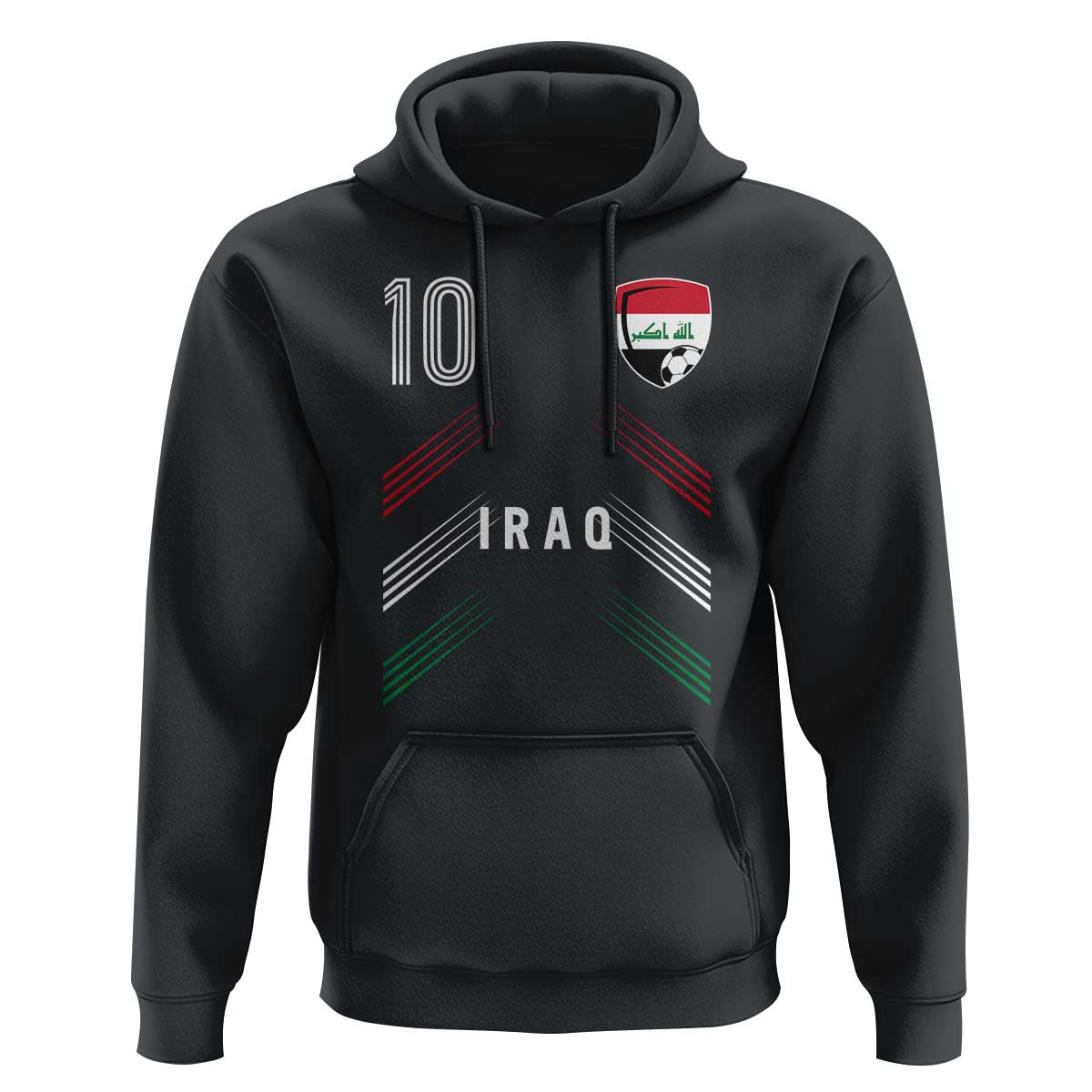 Iraq Soccer Sports Graphic Number 10 Jersey Style Hoodie Proud Iraqi Football Fans Game Day Pride