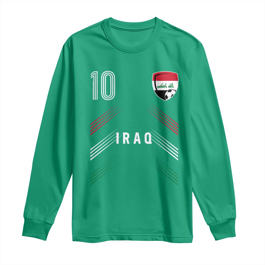 Iraq Soccer Sports Graphic Number 10 Jersey Style Long Sleeve Shirt Proud Iraqi Football Fans Game Day Pride