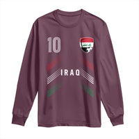 Iraq Soccer Sports Graphic Number 10 Jersey Style Long Sleeve Shirt Proud Iraqi Football Fans Game Day Pride