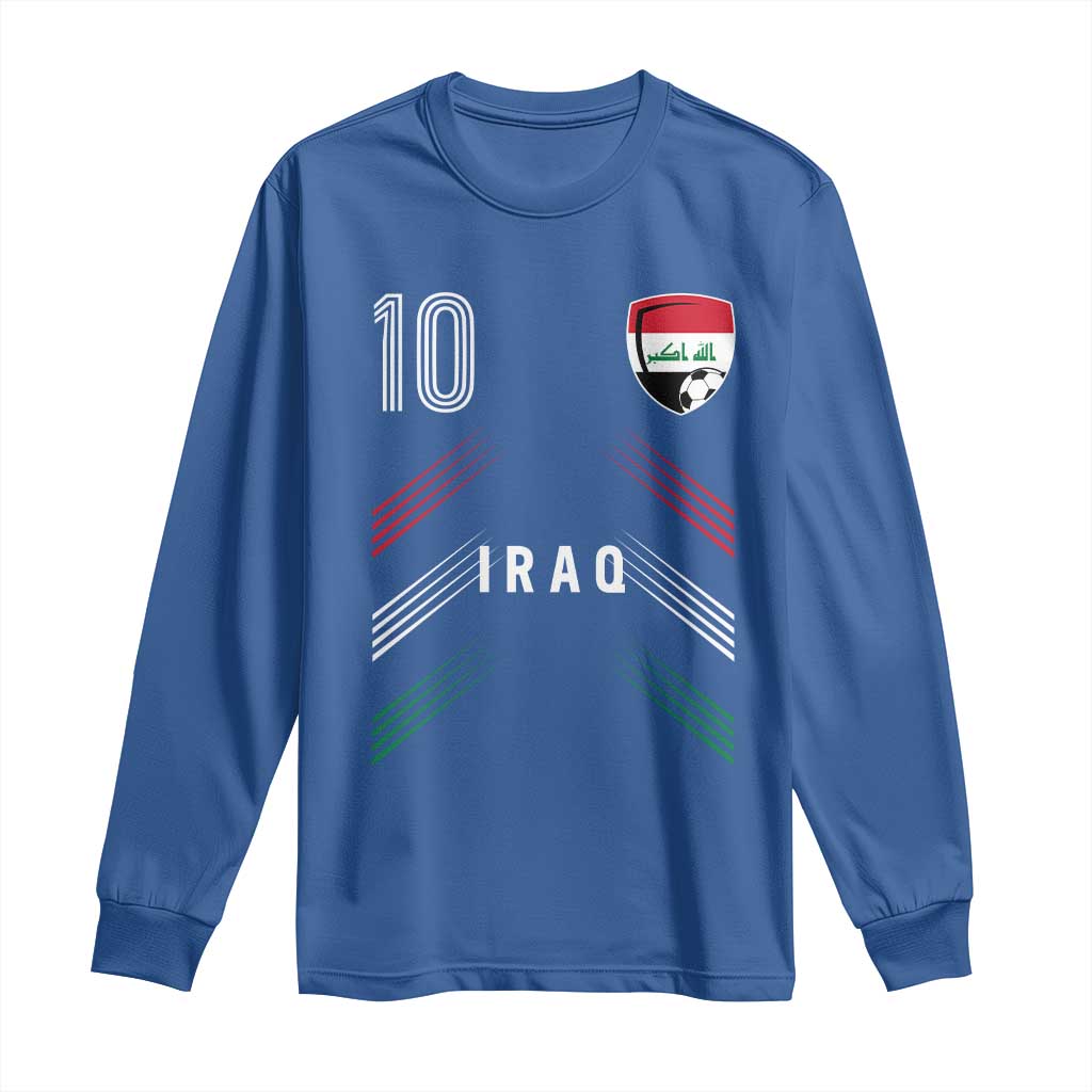 Iraq Soccer Sports Graphic Number 10 Jersey Style Long Sleeve Shirt Proud Iraqi Football Fans Game Day Pride