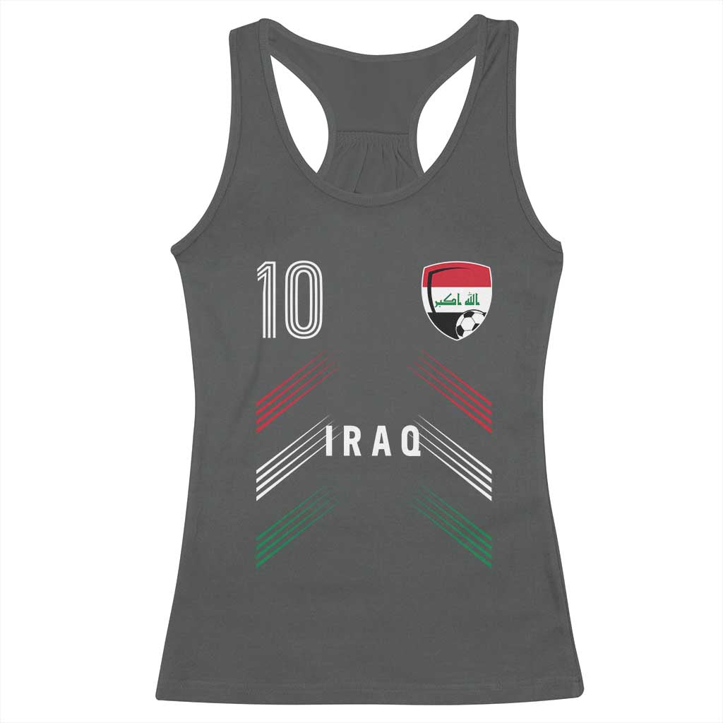 Iraq Soccer Sports Graphic Number 10 Jersey Style Racerback Tank Top Proud Iraqi Football Fans Game Day Pride