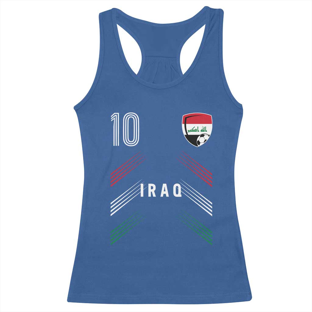 Iraq Soccer Sports Graphic Number 10 Jersey Style Racerback Tank Top Proud Iraqi Football Fans Game Day Pride