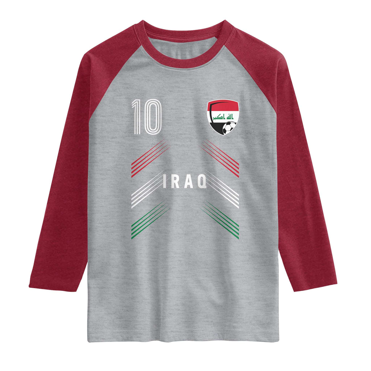 Iraq Soccer Sports Graphic Number 10 Jersey Style Raglan Shirt Proud Iraqi Football Fans Game Day Pride