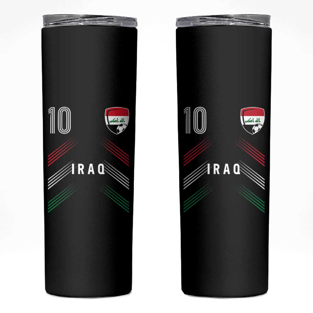 Iraq Soccer Sports Graphic Number 10 Jersey Style Skinny Tumbler Proud Iraqi Football Fans Game Day Pride