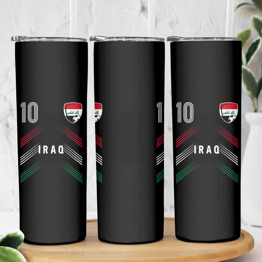 Iraq Soccer Sports Graphic Number 10 Jersey Style Skinny Tumbler Proud Iraqi Football Fans Game Day Pride