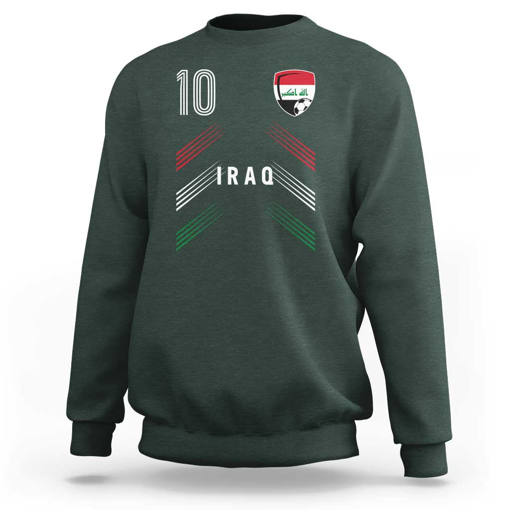 Iraq Soccer Sports Graphic Number 10 Jersey Style Sweatshirt Proud Iraqi Football Fans Game Day Pride